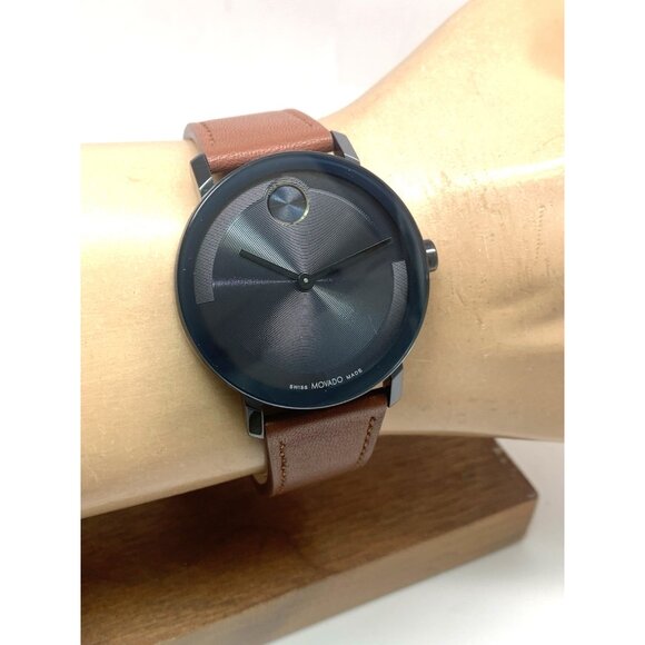 Movado Men's Watch 3601093 Bold Swiss Quartz Blue Dial 40mm Brown Leather Strap - Picture 11 of 14